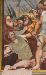 Central Aisle, First South Span, Kristus naglet til korset, Pordenone af Giovanni Antonio Pordenone