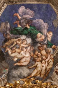 Gud som skaber blandt engle, ca. 1529 (fresko) af Giovanni Antonio Pordenone