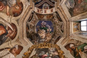 Gud som skaber blandt engle, ca. 1529 af Giovanni Antonio Pordenone