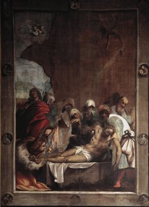 La deposition du christ (aflejring af Kristus) Maleri af Giovanni Antonio de Sacchis kaldet il Pordenone (1484-1539) 1529-1530 Søn 391x291 cm Cortemaggiore (Piacenza), Chiesa dell Annunziata Italien