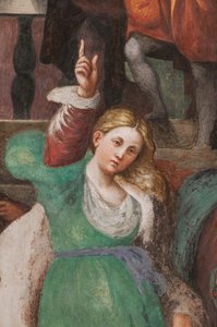 St. Catherines disputation med filosofferne, 1530-32 (fresco) (detalje af 3601450) af Giovanni Antonio Pordenone
