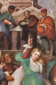 St. Catherines disputation med filosofferne, 1530-32 (fresco) (detalje af 3601450) af Giovanni Antonio Pordenone