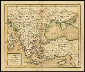 Kort fra 1762 - Det europæiske Tyrkiet af Giovanni Antonio Rizzi-Zannoni