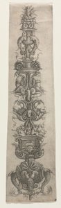 Opretstående arabesk med masker, amoriner og nereider af Giovanni Antonio da Brescia