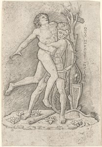 Hercules og Antaeus af Giovanni Antonio da Brescia, after Andrea Mantegna