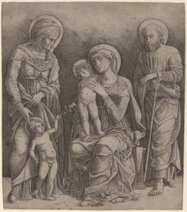 Hellig familie med Saint Elizabeth og spædbarnet Saint John af Giovanni Antonio da Brescia, after Andrea Mantegna