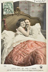 Postkort: Honni soit qui mal pense y/Sunday rest weekly - dato 1907 af Phillipe de Marlier