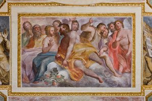 Genova, Duomo (St. Lawrence-katedralen), indvendigt, Lercari-kapellet eller Det Hellige Sakraments kapel (den nordlige apsis), hvælving: "De retfærdige i Det Gamle Testamente", fresko af Giovanni Battista Castello kendt som Bergamasco