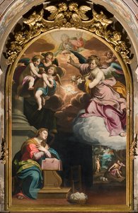 Sydlige tværskib, bebudelsens alter, altertavle af Giovanni Battista Trotti kendt som Il Malosso 1594