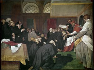 Quadroni de San Carlo: episode af Saint Charles Borromees liv (1538-1584): helgenen grundlagde College of Jesuites, Barnabites and Theatins (Quadroni of St Charles: Life and miracles of St Charles Borromeo: St Charles founding Jesuit, theatines en