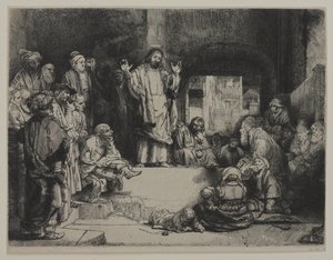 Christ Preaching (La Petite tombe), ca. 1652 (ætsning, tørpoint og gravering på lagt papir monteret på lagt papir) af Giovanni Battista Tiepolo