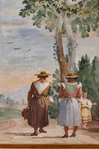 Gæstelogi, Landskabslokale: "Landskab med bønder", detalje af Giovanni Battista Tiepolo