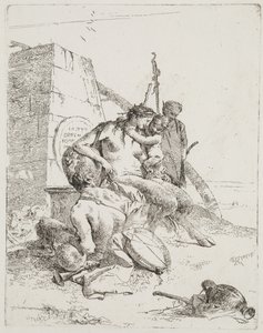 Satyrfamilie med Obelisken, Venedig, ca. 1765 (radering) af Giovanni Battista Tiepolo
