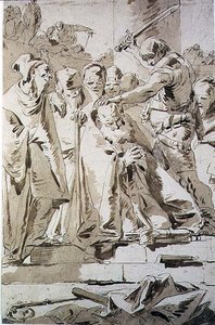 Halshugningen af en biskop (pen og blæk på papir) af Giovanni Battista Tiepolo