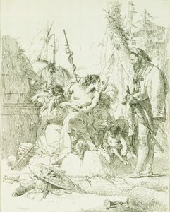 Capriccio af Giambattista Tiepolo (1696-1770), kobberstik af Giovanni Battista Tiepolo