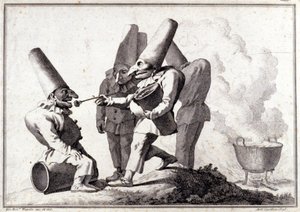 Gruppen af ​​Pulcinella (italiensk Polichinelle). Tegning i pen og vask på blyantmærke af Giovanni Battista (Giambattista) Tiepolo (1696-1770). af Giovanni Battista Tiepolo