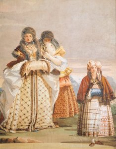 Vintervandring, af Giambattista Tiepolo (1696-1770), fresco, detaljer, Det gotiske værelse, gæstekvarterer i Villa Valmarana ai Nani, Vicenza, Italien af Giovanni Battista Tiepolo