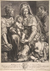 Jomfru og barn med den hellige Katarina, Frans af Assisi og Johannes Døberen, midten af det 17. århundrede.
