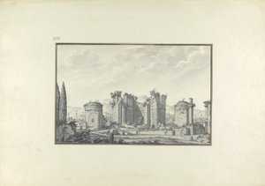 Kizil Avlu, Central Hall, i Pergamon (pen & blæk og vask på papir) af Giovanni Battista Borra