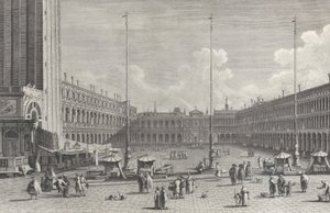 Udsigt over Piazza San Marco, med kirken San Geminiano i den fjerne ende, og figurer og..., 1763.