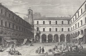 Udsigt over markedspladsen nær kirken San Giacomo, 1763., 1763. af Giovanni Battista Brostoloni