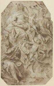 Madonna og barn med helgener af Giovanni Battista Carlone