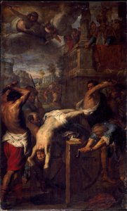 The Martyrium of Saint Clement of Ancyre (4. århundrede) Maleri af Giovanni Battista Carlone (1592-1677)