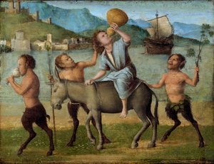 Silenus og satyrerne af Giovanni Battista Cima da Conegliano
