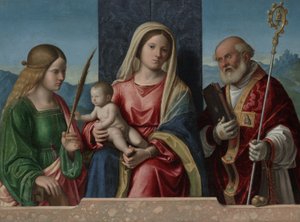 Jomfru og barn med de hellige Catherine og Nicholas, 1510-17 af Giovanni Battista Cima da Conegliano