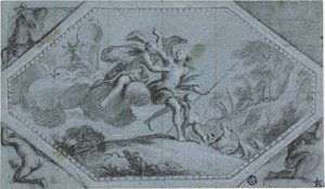 Loftsdekoration med Venus og Adonis af Giovanni Battista Cipriani