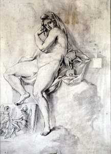 Kvindelig personificering af skulptur, ca. 1770 (pen og blæk på papir) af Giovanni Battista Cipriani