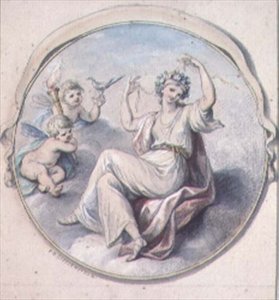 Venus binder hendes hår med en guirlande, med deltagelse af amoriner