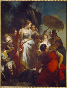 Opdagelsen af ​​Moses. (Fundet af Moses). Faraos datter beslutter sig for at adoptere den nye fundet i en kurv nær Nilen (Ægypten). Maleri af Giovanni Battista Crosato (ca. 1697-1758), olie på lærred, ca. 1730. Italiensk kunst (Venedig)