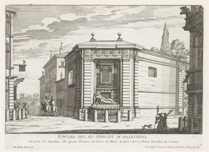 Dianafontein van de Quattro Fontane te Rom Springvand af Mr. Principe di Pallestrina (titel på objekt) Fontæner i Rom (serietitel) Fonteinen van Rome (serietitel) af Giovanni Battista Falda