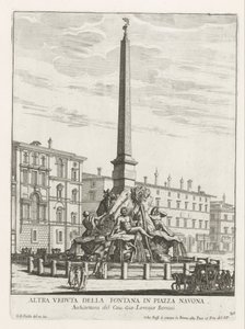 Vierstromenfontein på Piazza Navona te Rom Fontana på Piazza Navona (titel på objekt) Fontane di Roma (serietitel) Fonteinen van Rome (serietitel) af Giovanni Battista Falda
