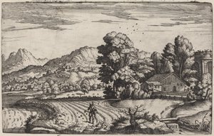 Bjerglandskab med lignelsen om såmanden af Giovanni Battista Fontana