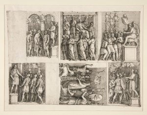 Seks vignetter fra Trajans liv af Giovanni Battista Franco (called Il Semolei)