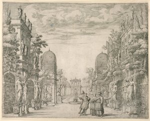 Scenografi til scene 3, "La Vita Humana overo," fra "The Triumph of the Pieta"