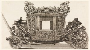 Set fra siden af Lord Castelmaines første vogn (1686) Bygget i 1686 af Andrea Cornely efter Ciro Ferri, 1687-1700