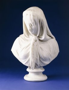 En marmorbuste af en tilsløret kvinde, 1867 af Giovanni Battista Lombardi