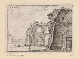 Rester af Diocletians bade i Rom Listesse (titel på objekt) Udsigt over Rom (serietitel) Alcune vedute et prospettive di luoghi dishabitati di Roma (serietitel) af Giovanni Battista Mercati