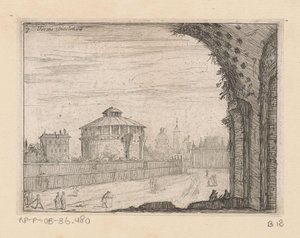 Rester af Diocletians bade i Rom Terma Diocletiane (titel på objekt) Udsigt over Rom (serietitel) Alcune vedute et prospettive di luoghi dishabitati di Roma (serietitel) af Giovanni Battista Mercati