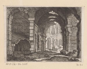 Rester af Colosseum i Rom Listesso (titel på objekt) Udsigt over Rom (serietitel) Alcune vedute et prospettive di luoghi dishabitati di Roma (serietitel)