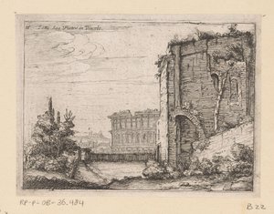 Ruinerne af den antikke bygning og Colosseum i Rom Sotto San Pietro in Vincolo (titel på objekt) Udsigt over Rom (serietitel) Alcune vedute et prospettive di luoghi dishabitati di Roma (serietitel)
