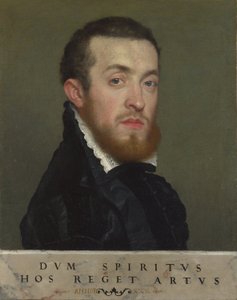 Busteportræt af en ung mand med en indskrift af Giovanni Battista Moroni
