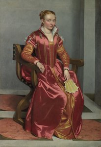 Portræt af en dame La Dama i Rosso, ca. 1560 af Giovanni Battista Moroni