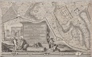 Nyt kort over Rom bragt frem i lyset af Giambattista Nolli i året MDCCXLVII, kendt som La Pianta Grande di Roma