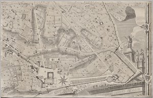 Nyt kort over Rom bragt frem i lyset af Giambattista Nolli i året MDCCXLVII, kendt som La Pianta Grande di Roma