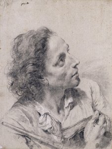 En astronom holder en bog og et teleskop og ser op til højre, af Giovanni Battista Piazzetta