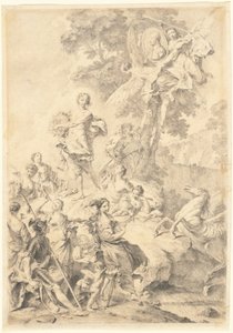 Apollo, muserne og Mars: Til lovsang for Tasso af Giovanni Battista Piazzetta